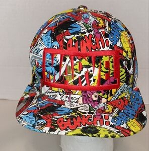 Marvel Comic Flat Bill Cap Hat Spiderman Hulk Captn America Snapback Adjust OSFA